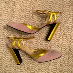 Prada gold and purple heels